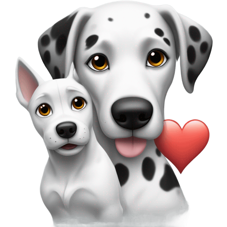 dalmatian and white and grey husky with big heart over head emoji