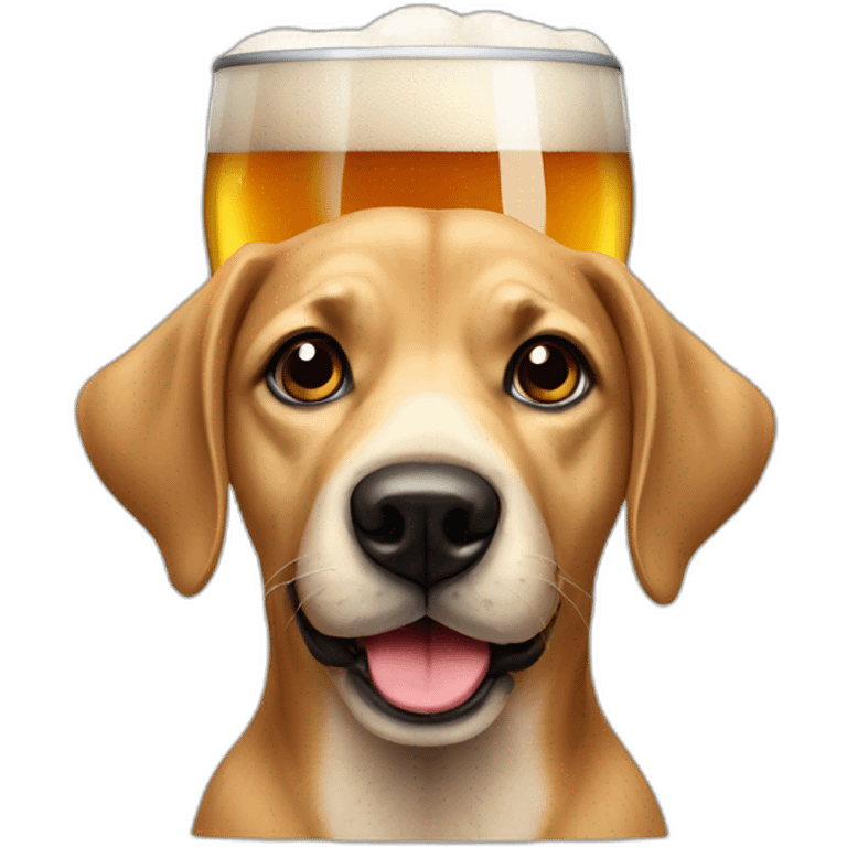 Chien avec une bière emoji