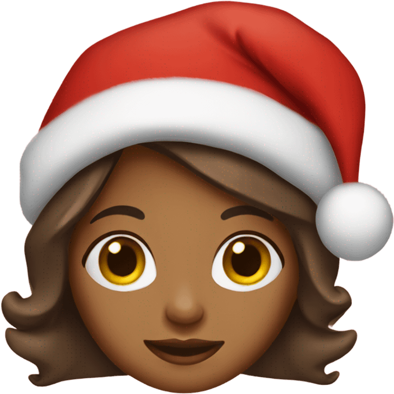 Brown girl wearing Christmas hat emoji