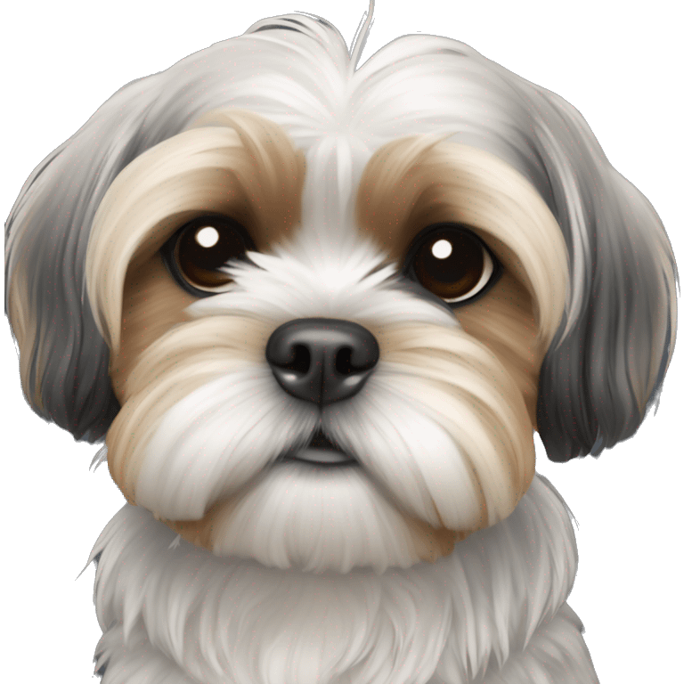 Shih tzu black puppy, yorkie coloring with light eyebrows  emoji