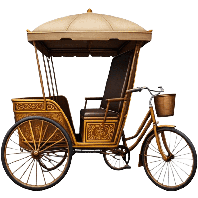 ​Cinematic Realistic Cyclo Rickshaw, depicted as a classic manually operated tricycle-style rickshaw with a simple, rustic design and intricate details, rendered with realistic textures and natural urban lighting that captures its cultural charm and timeless functionality, emoji