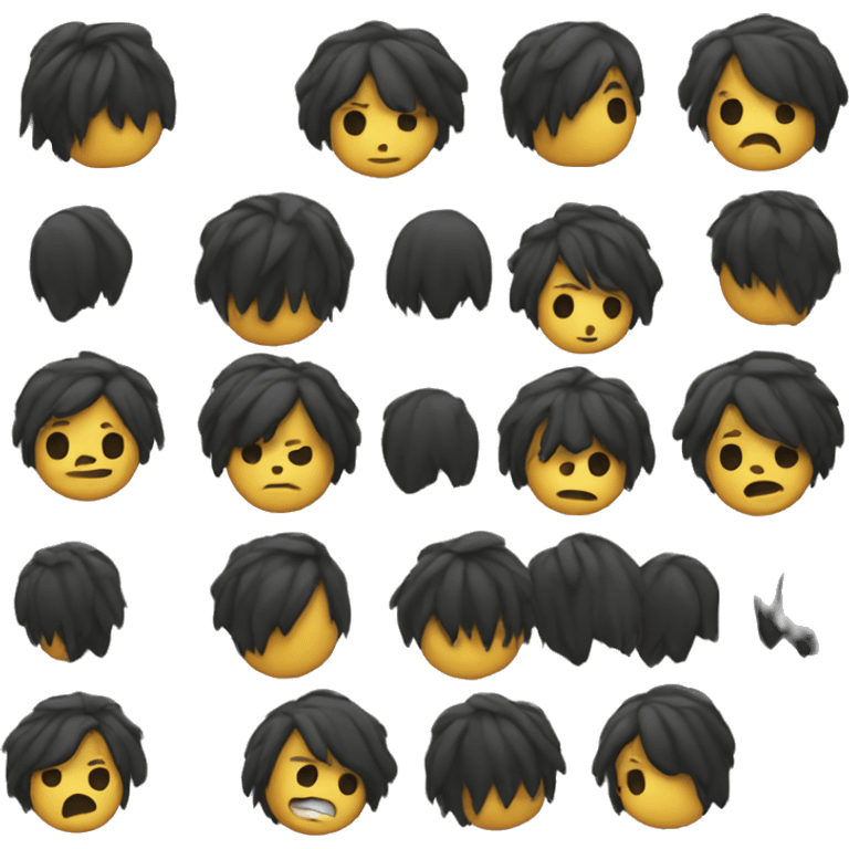 Emo emoji with black side banks emoji