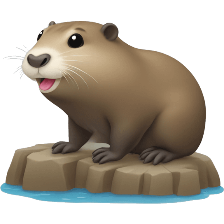 Cute Nutria animal haciendo un corazon patas emoji