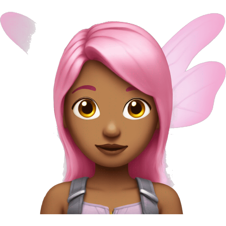 Girl with pink hair and fairy wings emoji