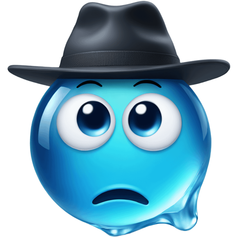 Water drop with eyes wearing a hat emoji