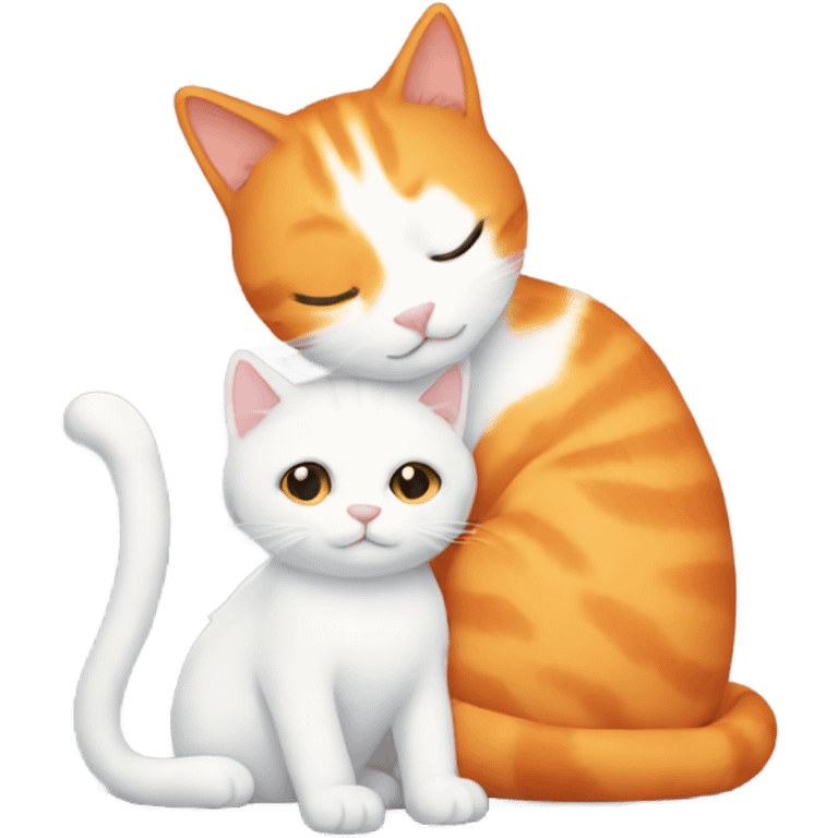 orange cat cuddling with a white cat emoji