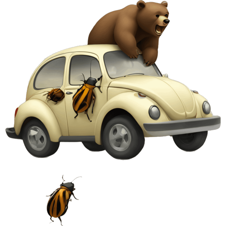 Bear hitting a beetle  emoji