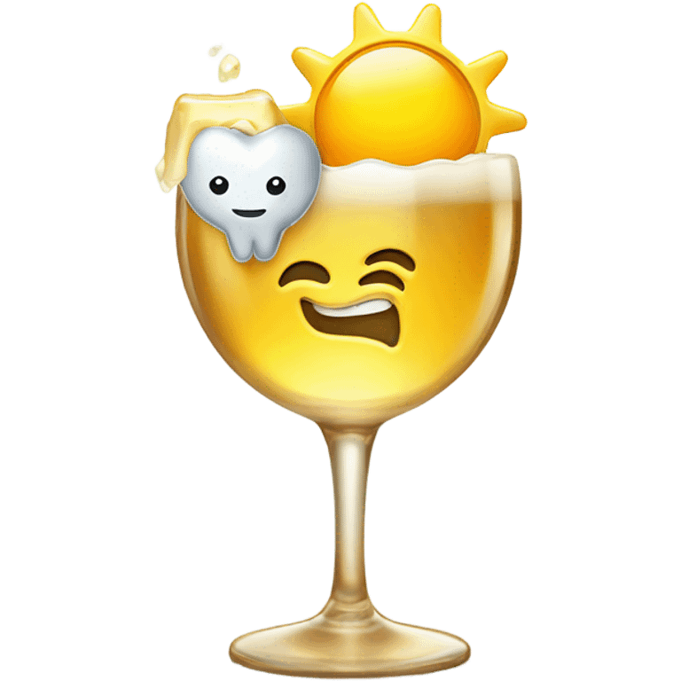 Sun, champagne glass and molar tooth emoji