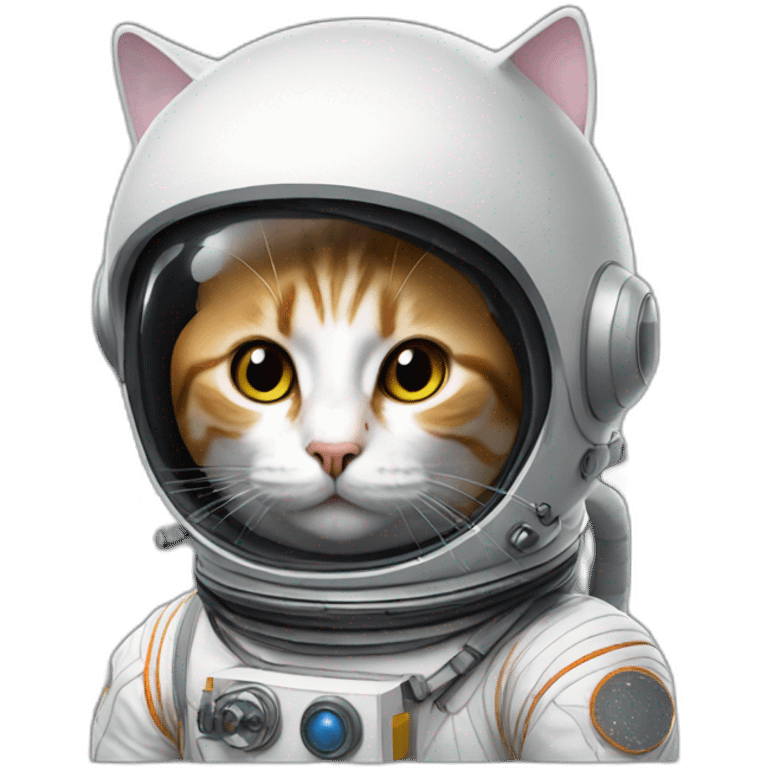 a cat with an astronaut helmet, apple emoji