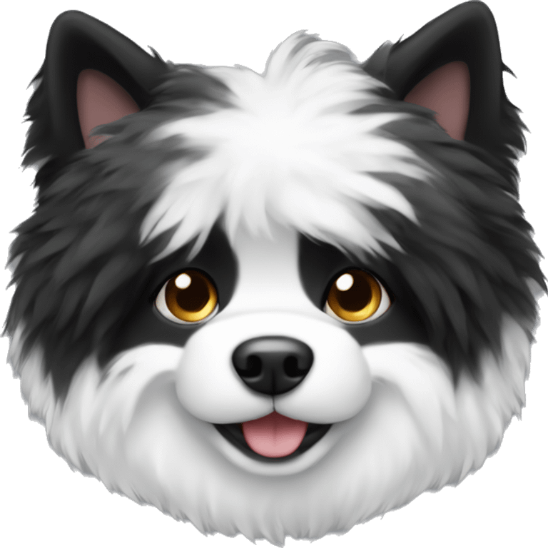 black and white dog fluffy  emoji