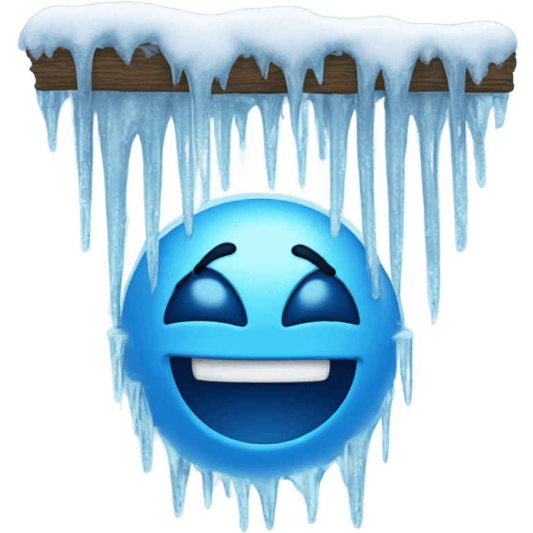 Blue smiley face with icicles emoji