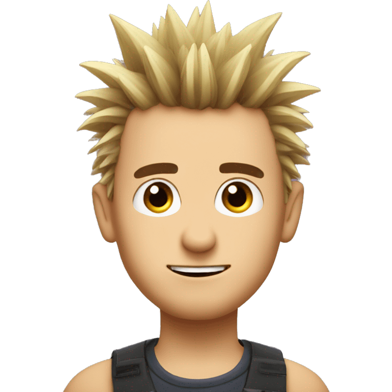 spiky hair, big eyes, handsome emoji