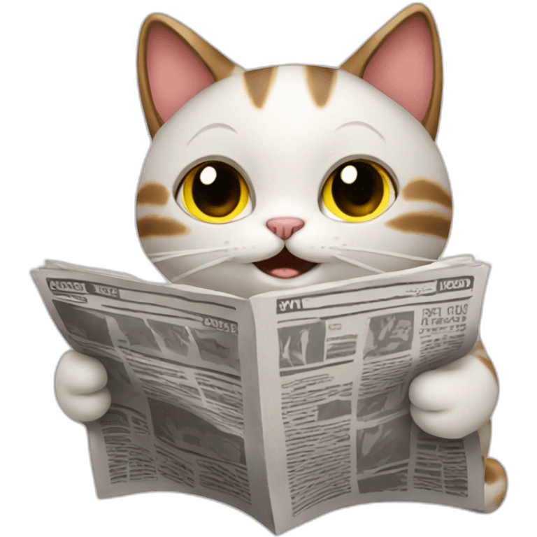 Cat reading newspaper emoji