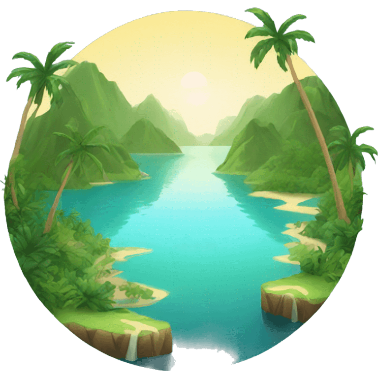 paradise wiht lakes and nature emoji