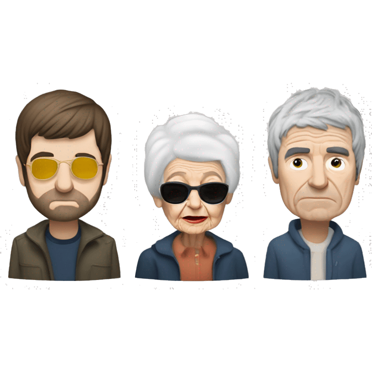 liam and noel gallagher alonside three elderly woman emoji