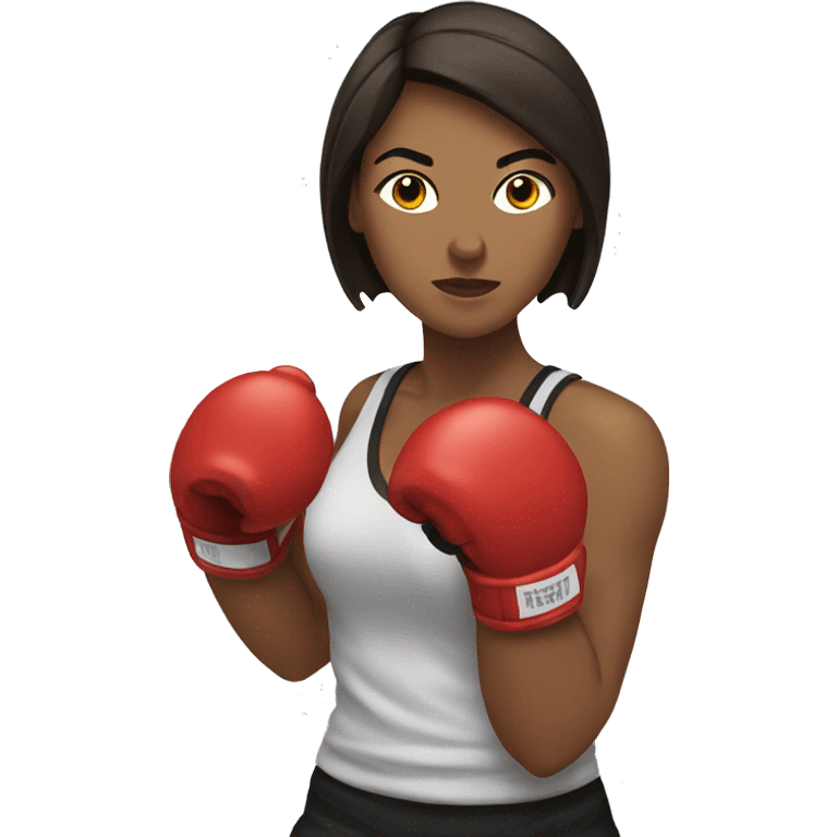 Brunette woman boxer throwing a punch emoji