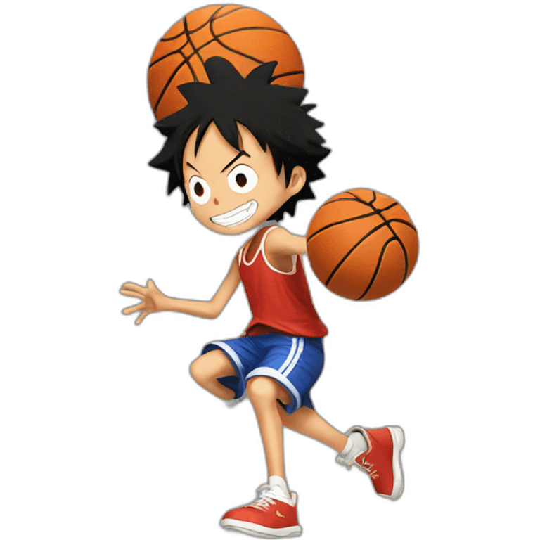 Luffy playing basketball emoji