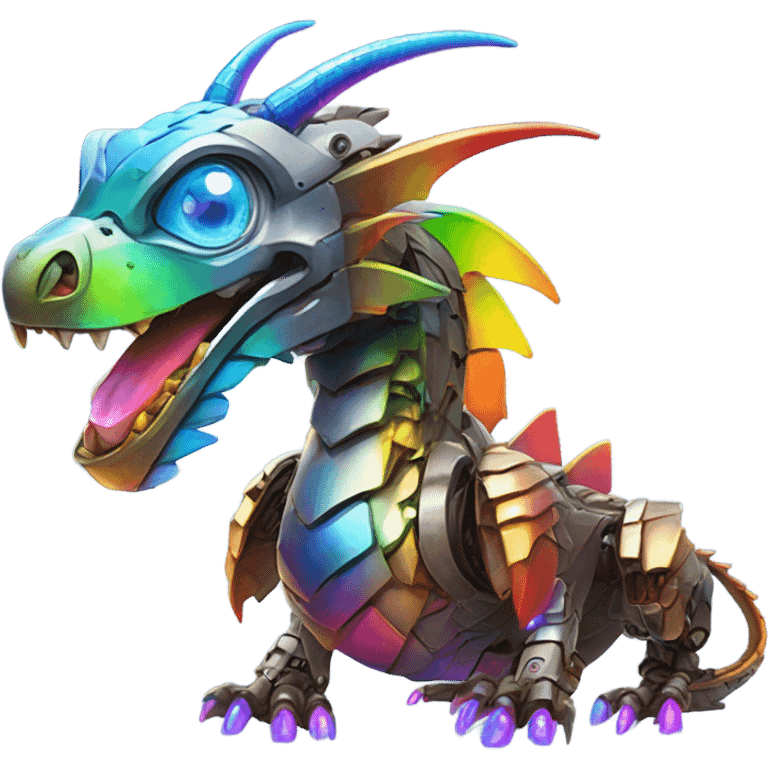 Robot dragon with rainbow lasers emoji