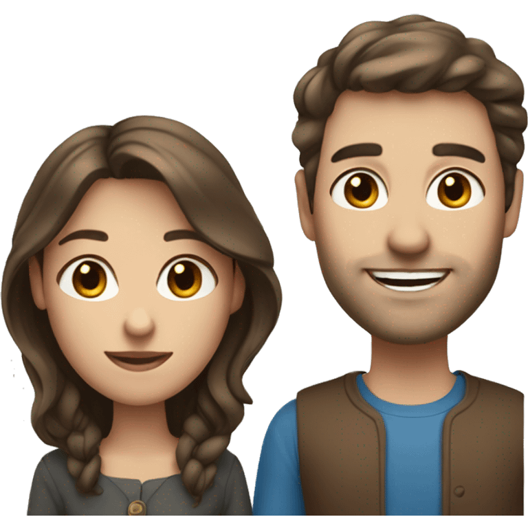 woman and man with brown hair and blue eyes together  emoji