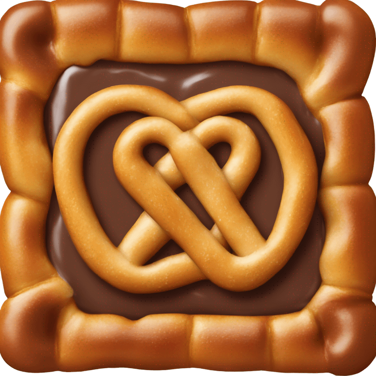 Square pretzel with chocolate candy in the middle emoji