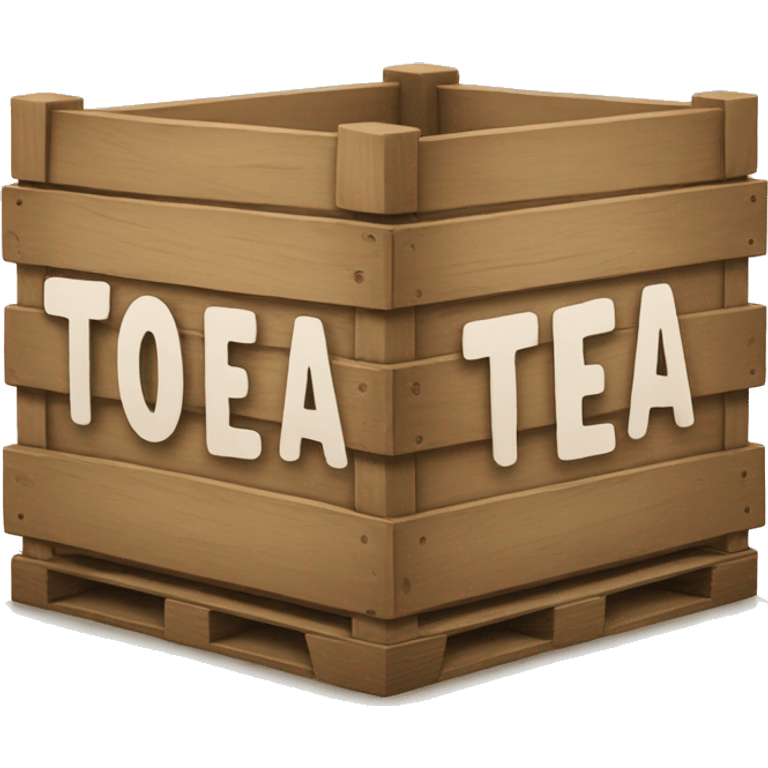 Wooden Crate that says "TEA" with big letters on it emoji