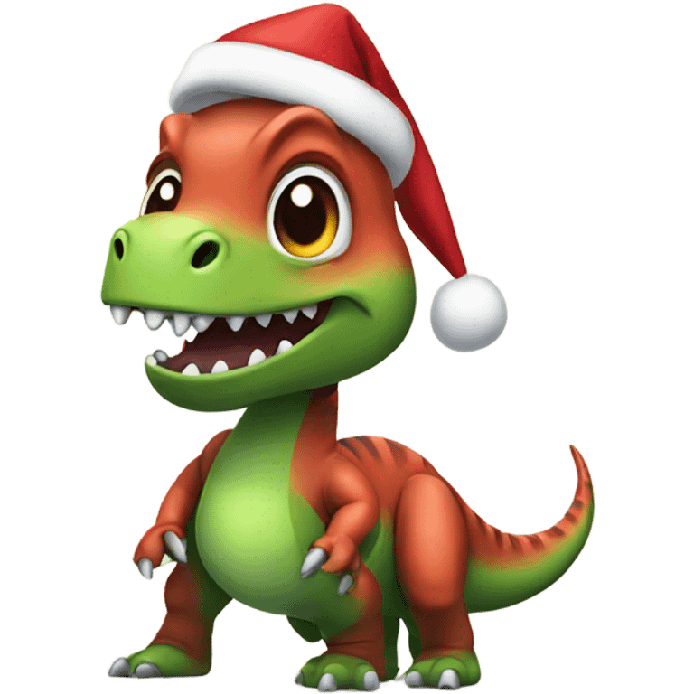 Dinosaur dressed as Santa emoji