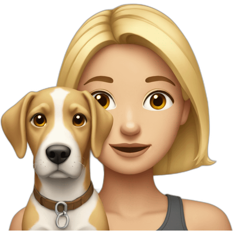 una rubia con un perro emoji