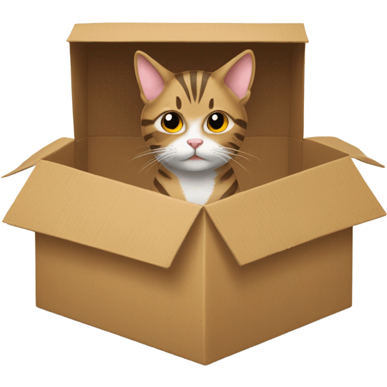 Tabby cat sat in a box with head out  emoji