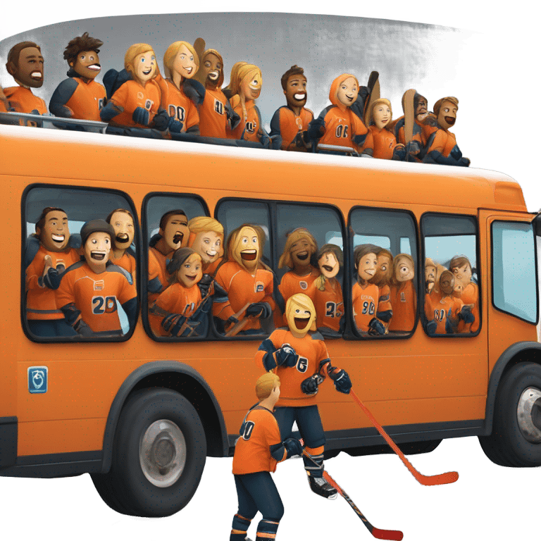 Hockey bus trip orange emoji