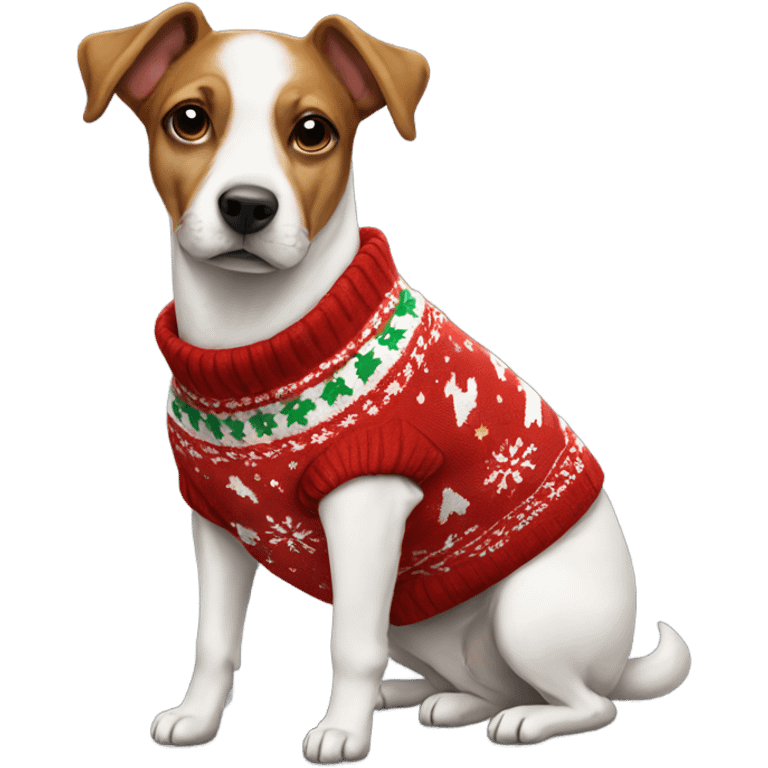 cozy christmas sweater on a dog emoji