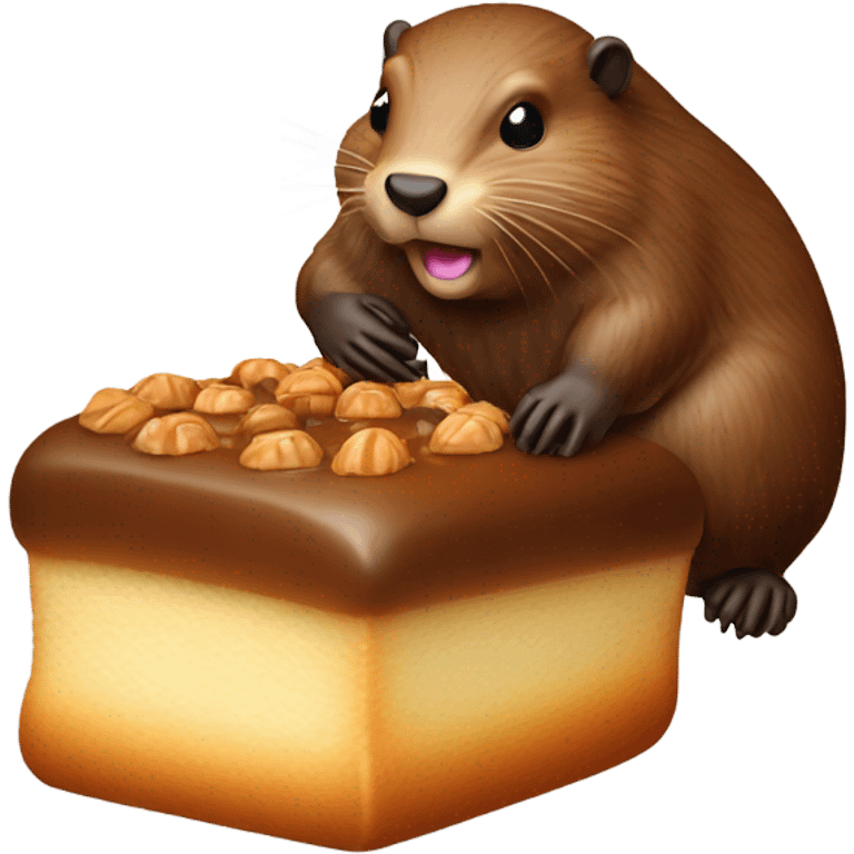 A beaver eating praline brioche emoji