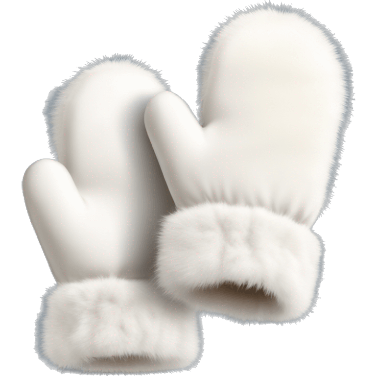 A pair of White fluffy fur mink mittens  emoji