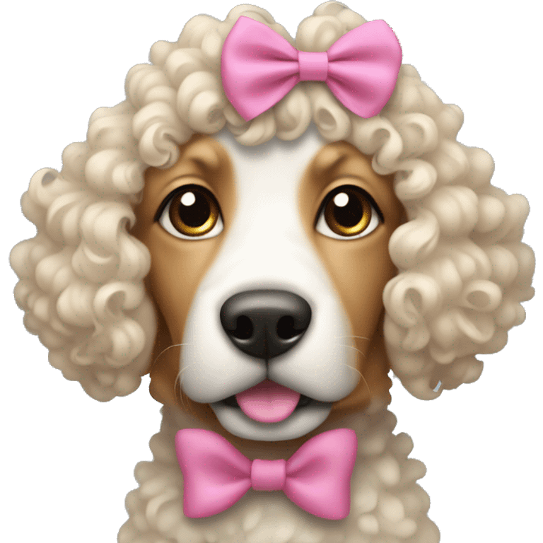 Dog with curly hair and pink bow on a head emoji