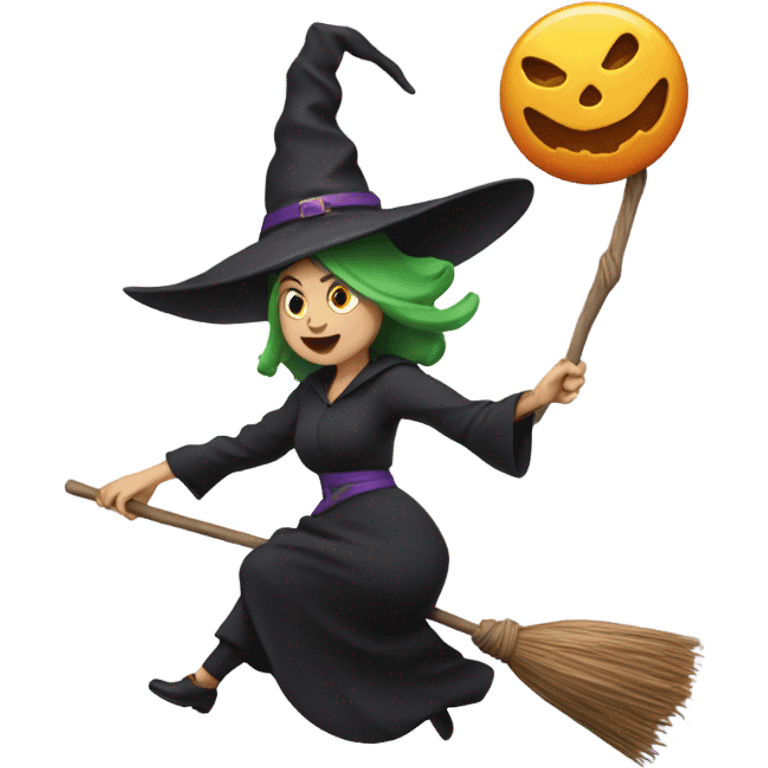 Witch flying on a broom while juggling  emoji