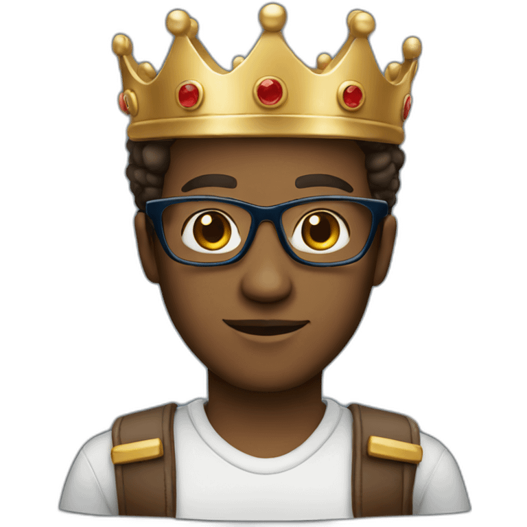 brown skinned programmer with glasses and blue eyes and a crown emoji