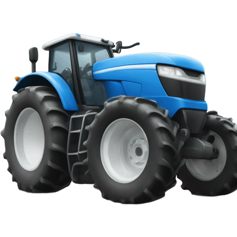 Blue and white tractor kicking football emoji