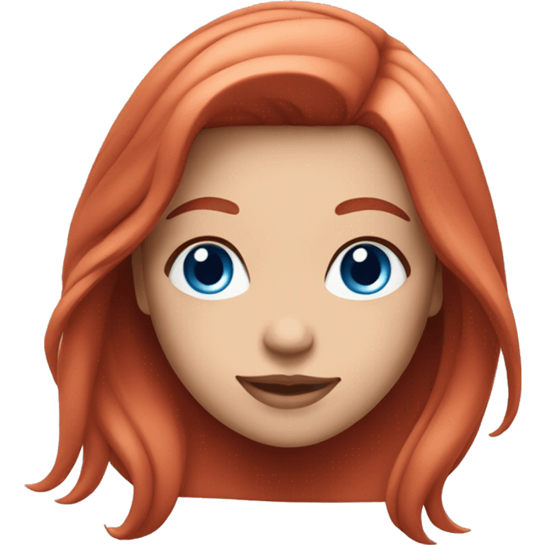 smiling girl with long straight red hair, blue eyes, and pink lips emoji