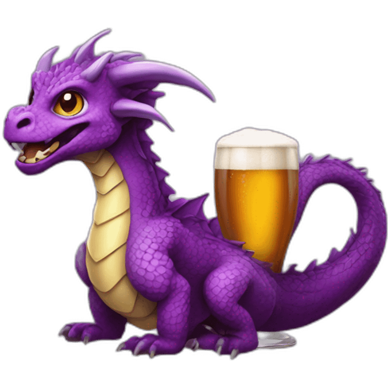 Dragon violet buvant bière emoji