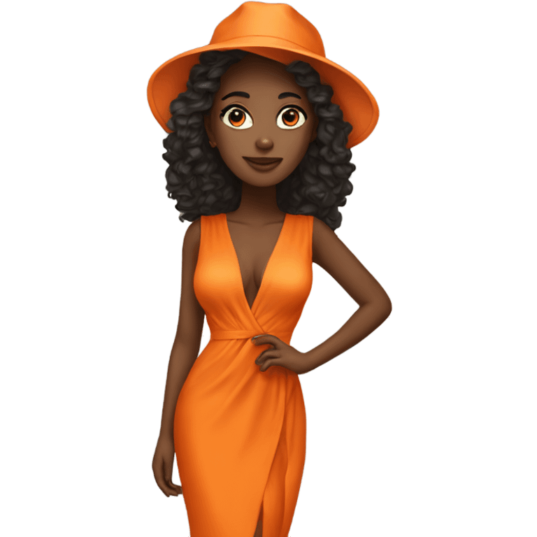 fashion orange dress with deep V emoji