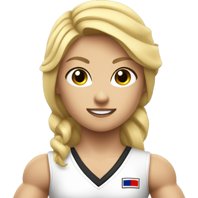 Strong muscle arm blonde Taekwondo girl emoji