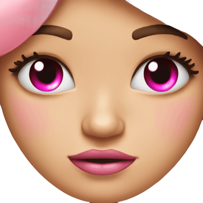 Emotional emoji with pink bow and lashes  emoji