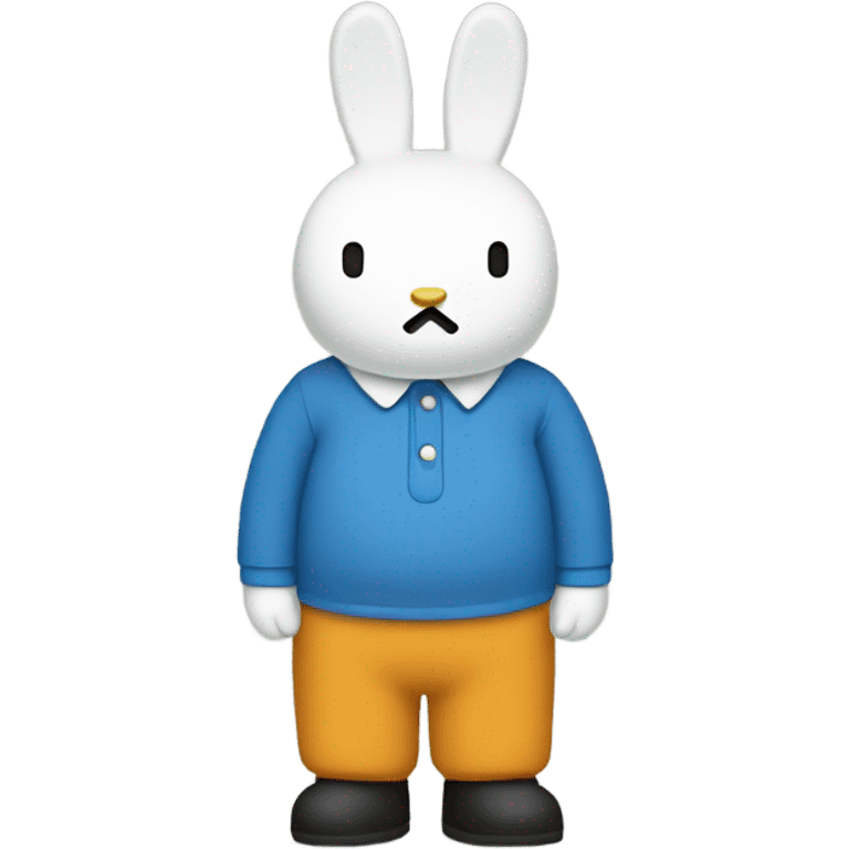 Miffy standing with a solid blue shirt emoji