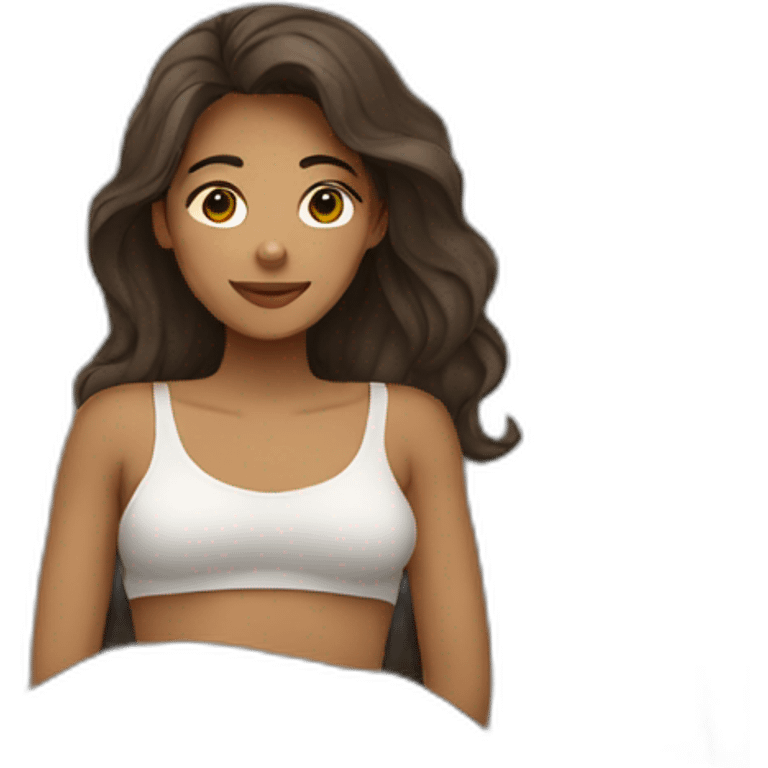 woman light brown skin long dark hair waking up emoji