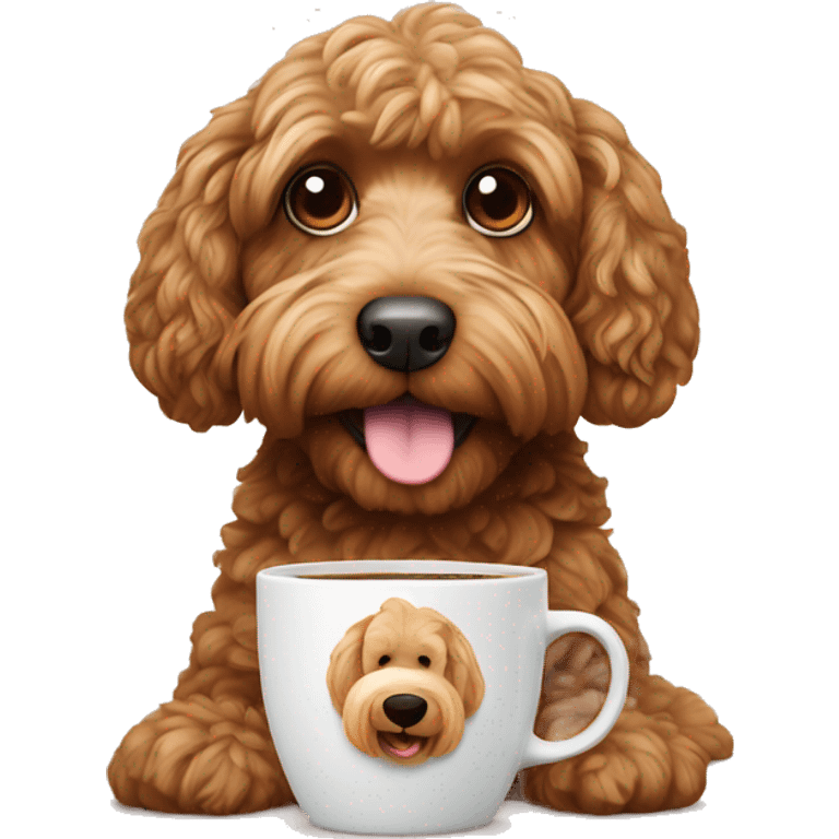 Cockapoo with a coffee emoji