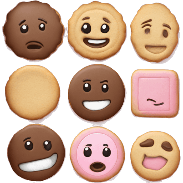 6 different special cookies in a light pink rectangle box emoji