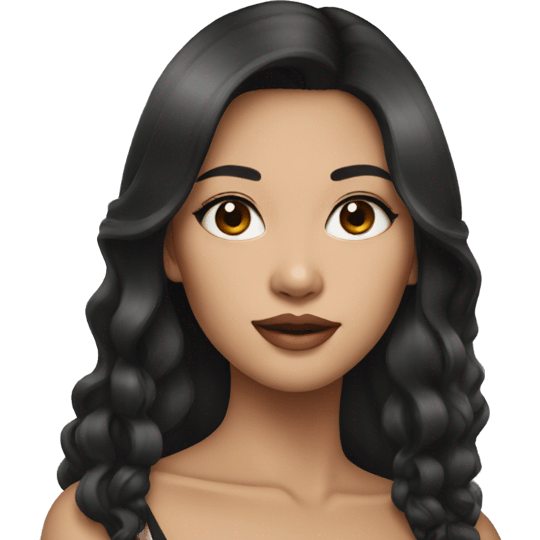 Indonesian woman with dark long hair and beautiful make up emoji