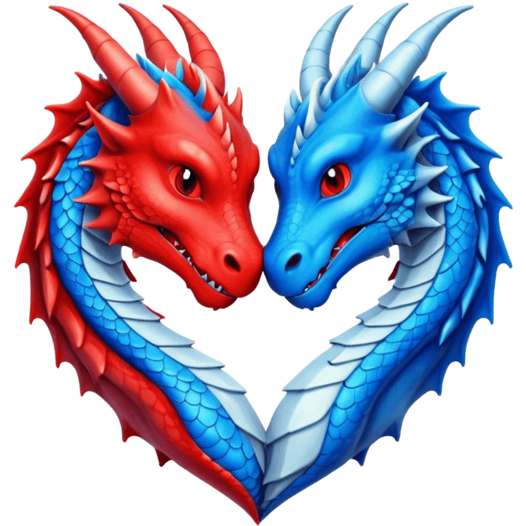 Two dragons creating a heart shape emoji