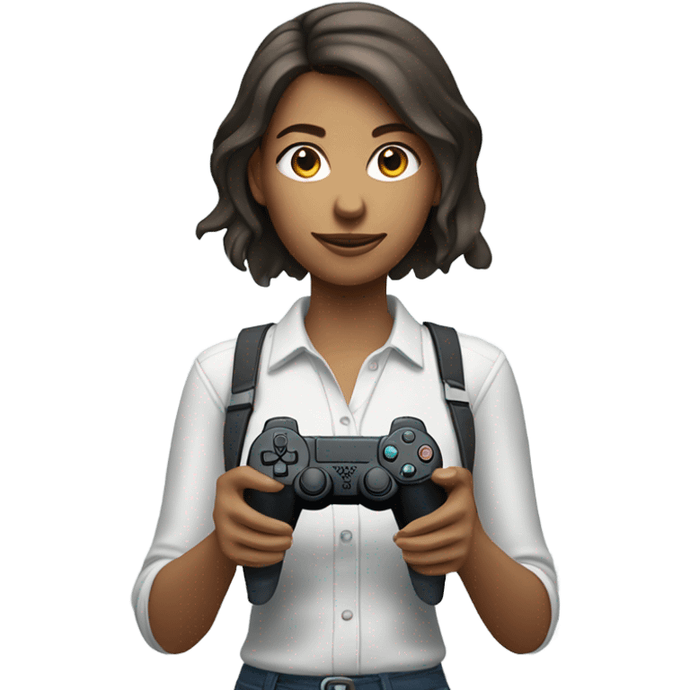 Caucasian female playing PlayStation  emoji