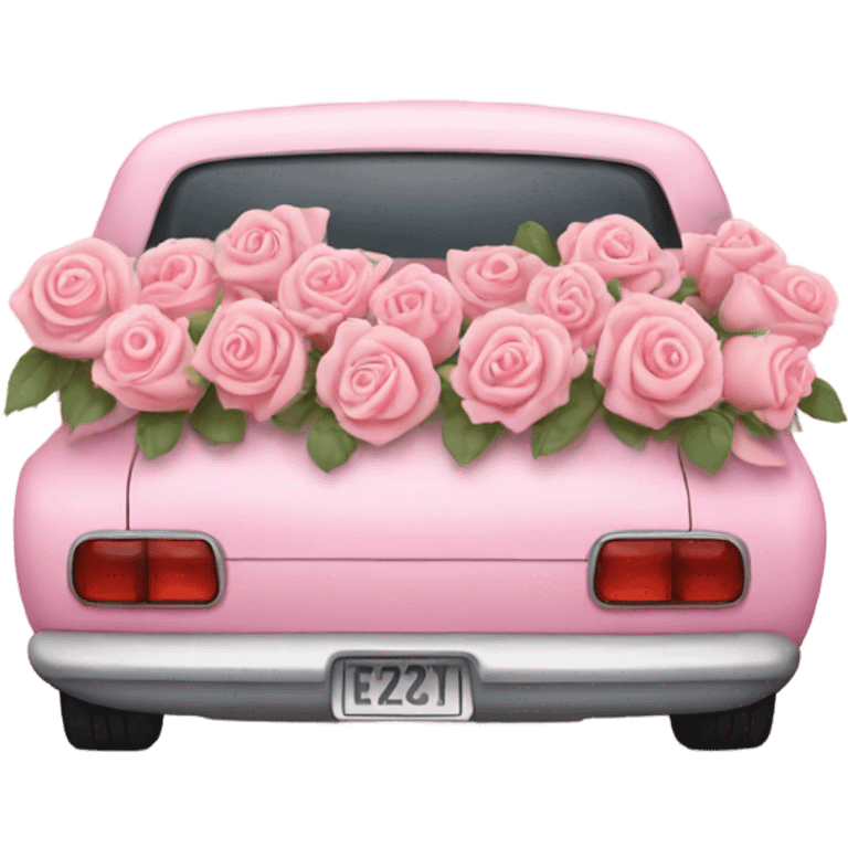 pink pastel car in the trunk many roses emoji