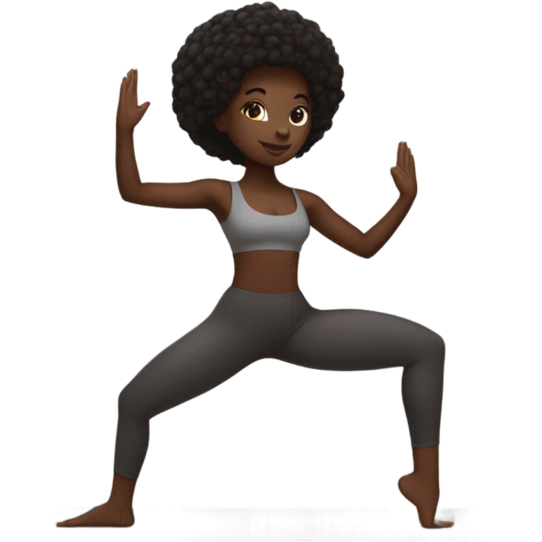 Dark skin, black girl doing yoga slim thick build emoji